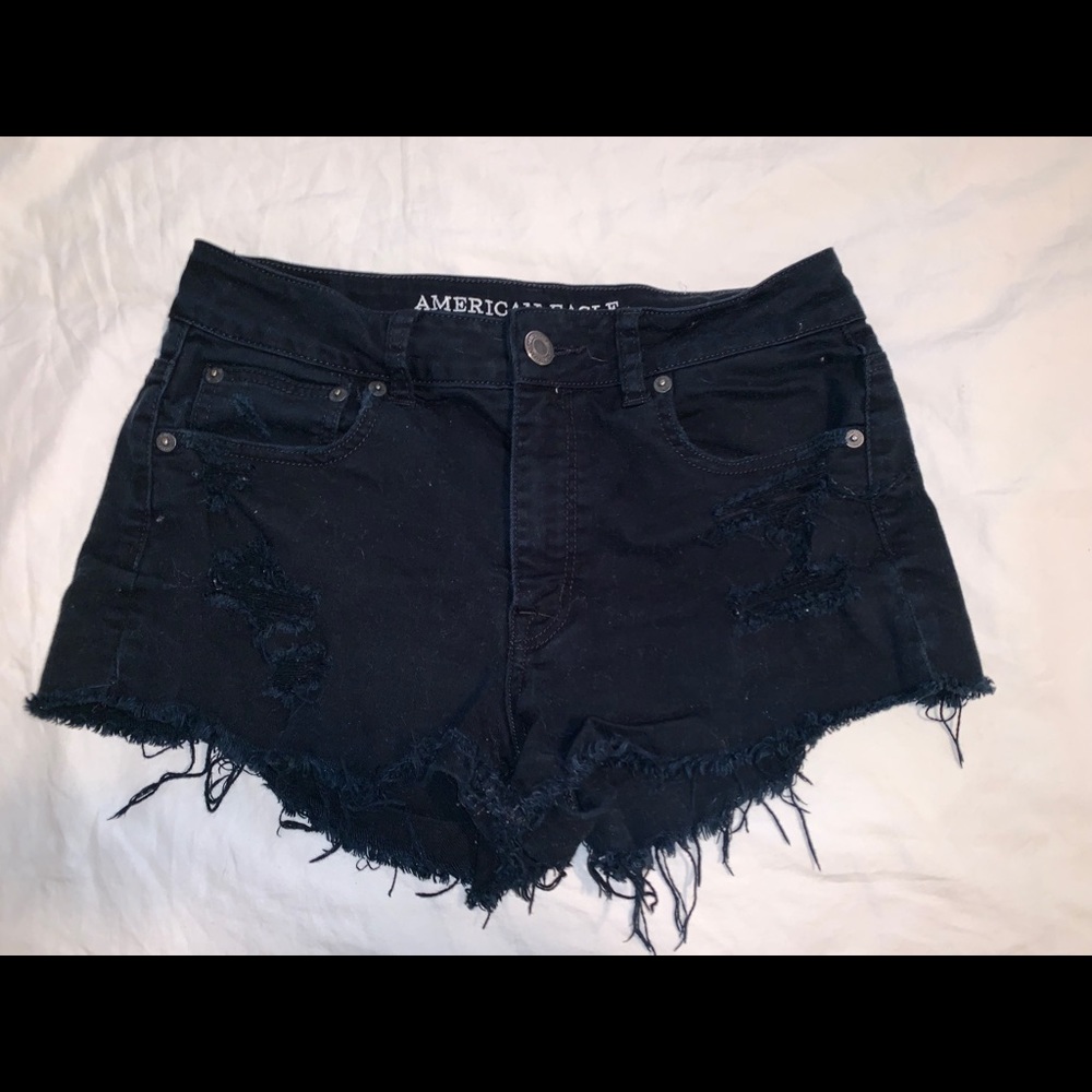 high rise ripped jean shorts